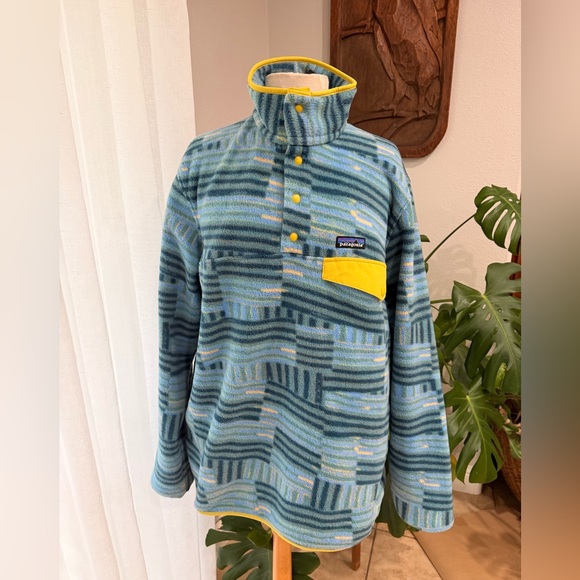 Patagonia Sweaters - Patagonia Synchilla Snap T Fleece Pullover Blue Green Yellow Womens L